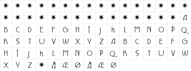 Grouser Regular  glyph index