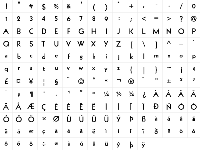 Kabel Heavy  glyph index