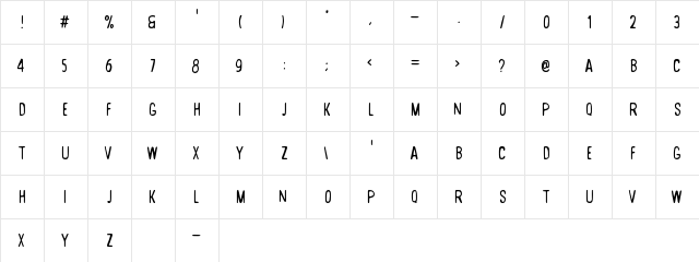 Desert Road Regular  glyph index