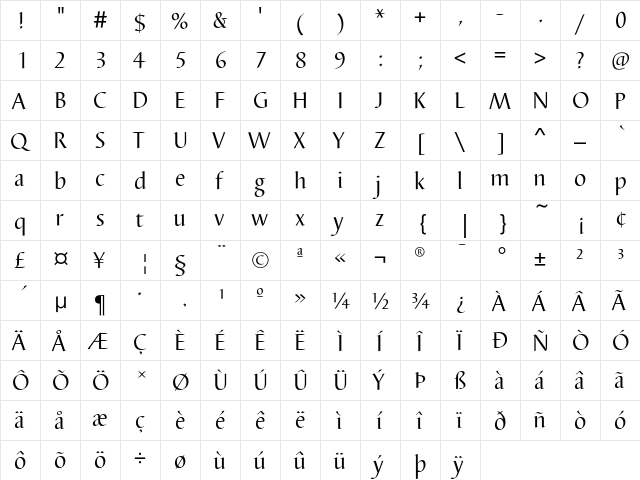 BarbedorEF Regular  glyph index