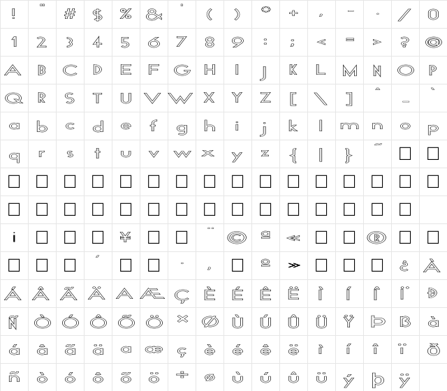 FZ BASIC 19 HOLLOW EX Normal  glyph index