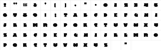 DXS Fat Cat Regular  glyph index