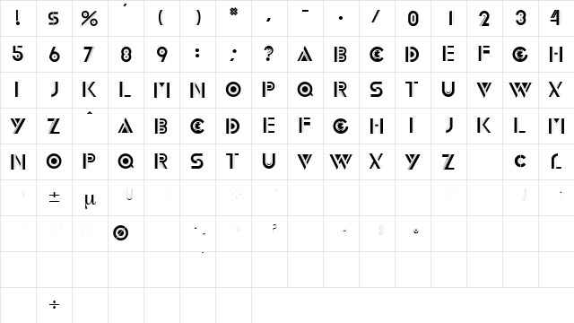 InnovaDisplayCapsSSi Regular  glyph index