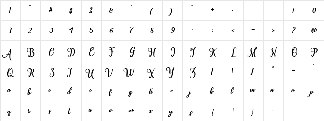 Cardina Regular  glyph index