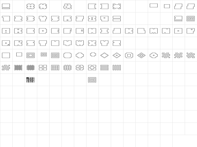 QUBE HOLLOW WIDE REGULAR  glyph index