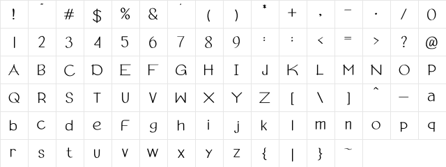 Aurista Regular  glyph index