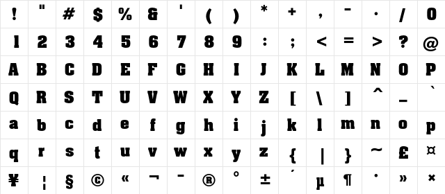 Luxor Regular  glyph index