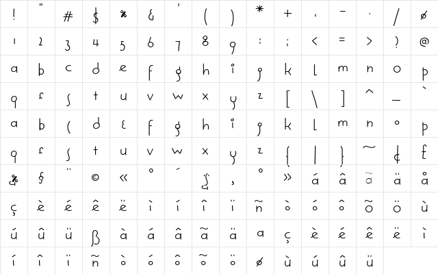 SoleaBetween Regular  glyph index