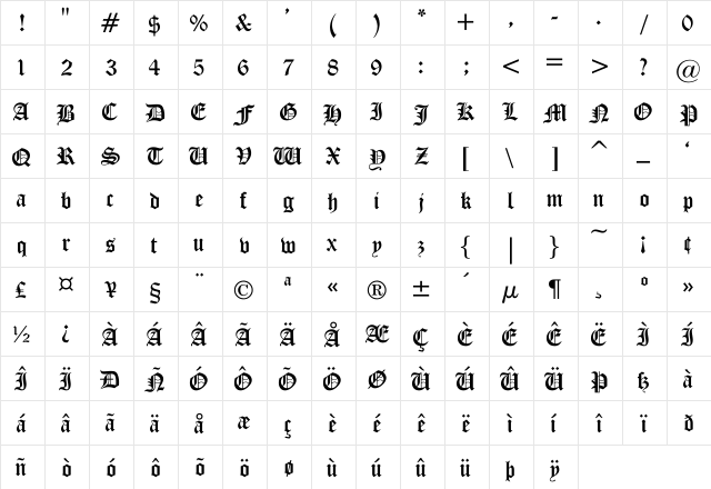 Iglesia-Light Regular  glyph index