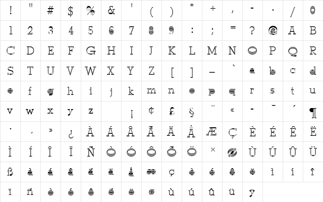 StymieTLigIn1 Regular  glyph index