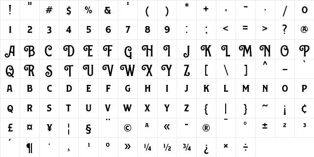 Caniste (Demo) Semibold  glyph index