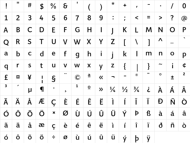 Giacomo MD Medium  glyph index