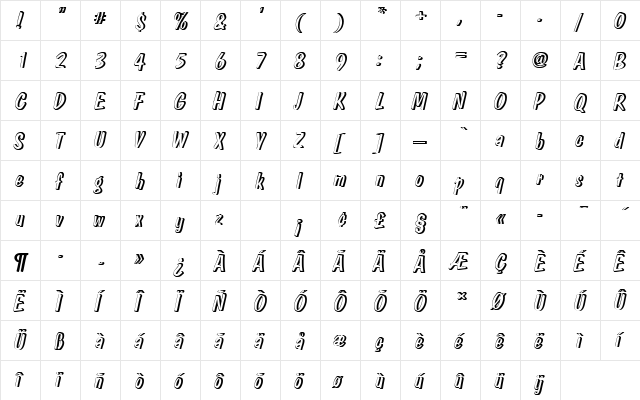 DomCasualDRegItaRe1 Regular  glyph index