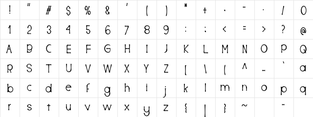 NEVALEX Regular  glyph index