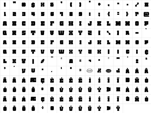 Kittrick Condensed Condensed  glyph index