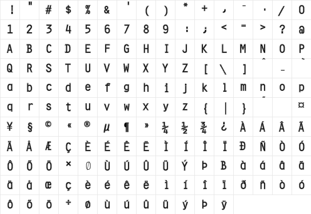FZ DIGITAL 4 CONTOUR Normal  glyph index