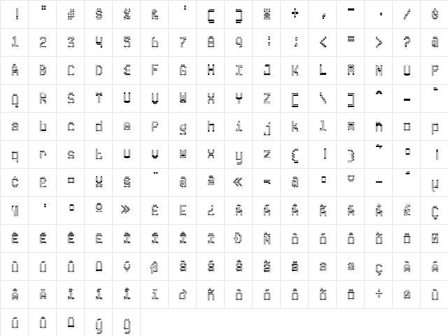 ABS Regular  glyph index