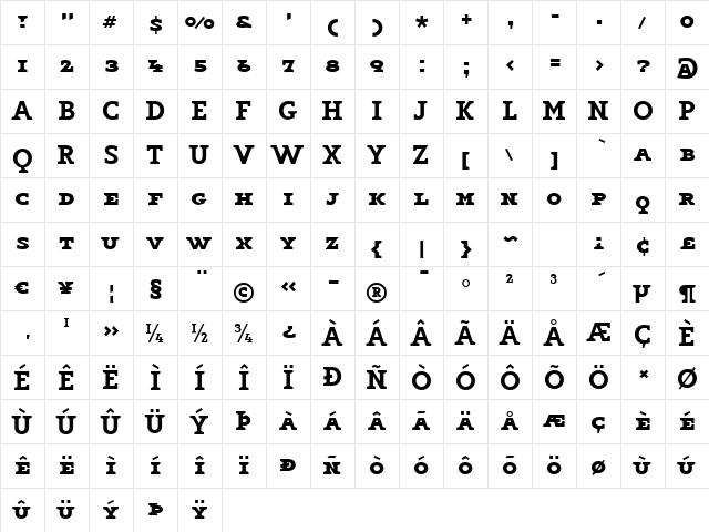 KeyMediumCapitals Regular  glyph index