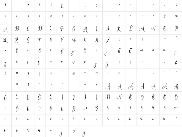 Mekhasant Regular  glyph index
