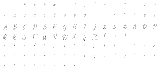 Darcey Oliver Regular  glyph index