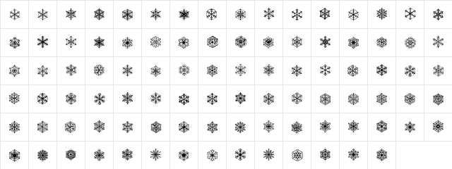 Faux Snow BRK Regular  glyph index