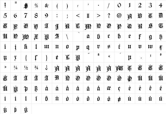 Dearest Regular  glyph index