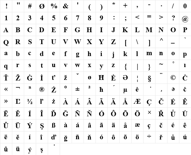 Casy EA Bold Bold  glyph index