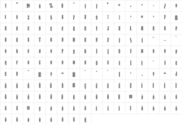 Lusta OneSixtySans  glyph index