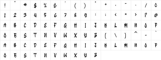 Restown Regular  glyph index