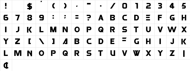 ROBO Regular  glyph index