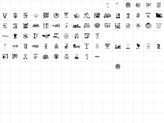 stencilpunks band logos 0001 Regular  glyph index