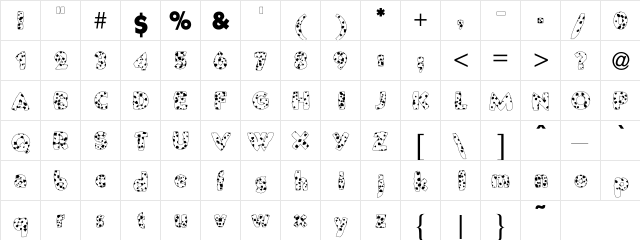 Golden Ox Regular  glyph index