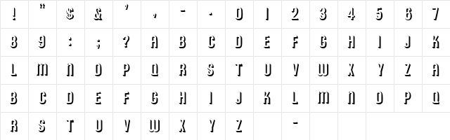 RoundedRelief Regular  glyph index