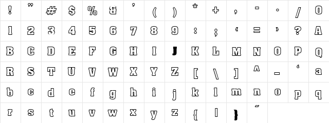 ApexOutline Normal  glyph index