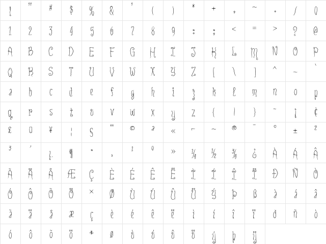 Innsmouth Plain Regular  glyph index