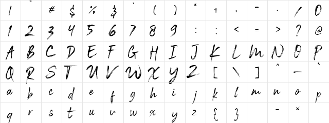 Black Vosten Personal Use Regular  glyph index