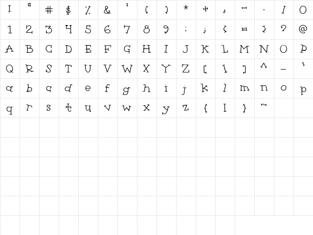 CK Quake Regular  glyph index