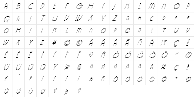 FZ JAZZY 5 HOLLOW ITALIC Normal  glyph index