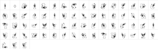 AlphaBizzyBee Regular  glyph index