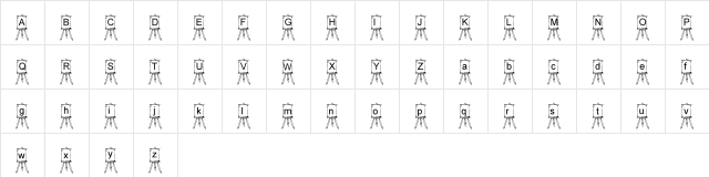 pf_easel Regular  glyph index