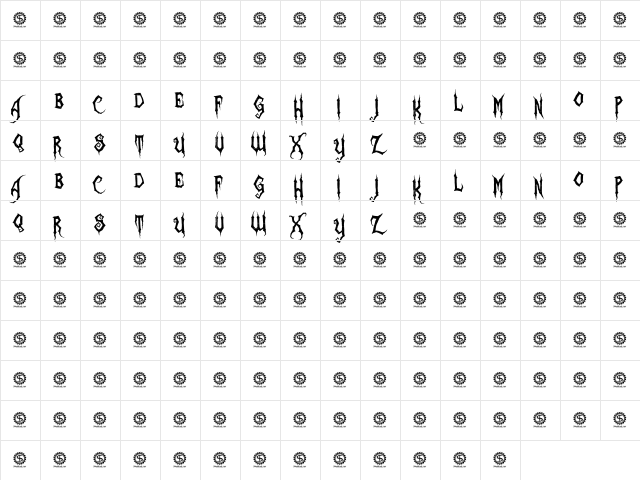 Zombie Holocaust Regular  glyph index