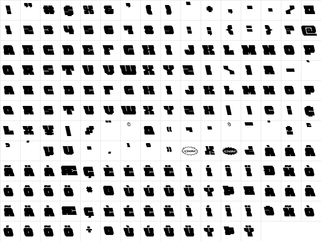 Kittrick Leftalic Italic  glyph index