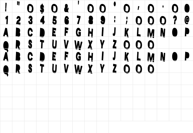 BigZero Regular  glyph index