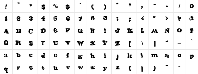 CK Buckaroo Regular  glyph index