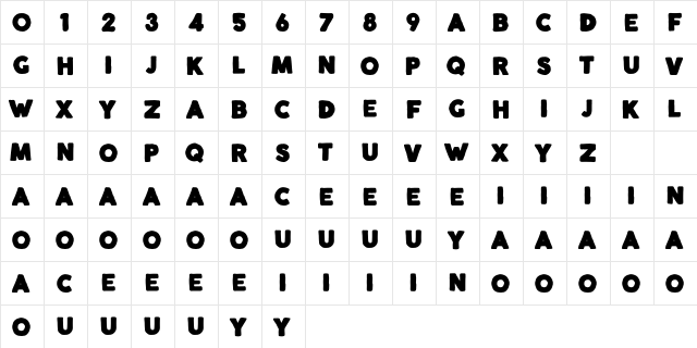 PITCHFORK Demo Regular  glyph index