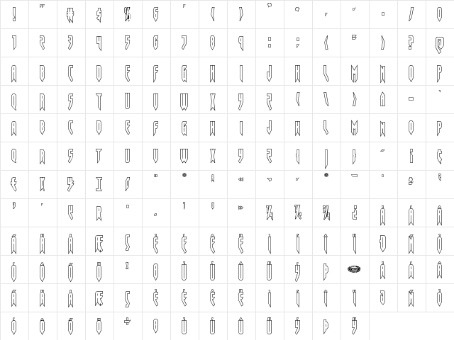 Opus Magnus Outline Condensed Condensed  glyph index