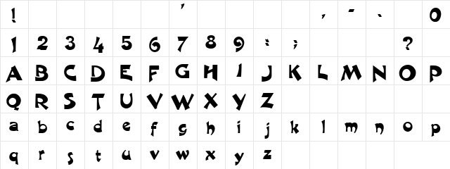 Shamiana Regular  glyph index