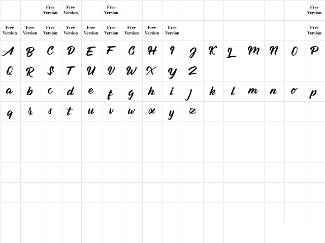 Groyline Personal Use Regular  glyph index
