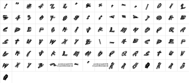 Aikasiirtyma Regular  glyph index