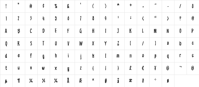 Appetite Regular  glyph index